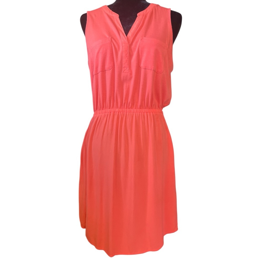 Sonoma V-Neck Women’s‎ Mixed-Media Dress Size M Color Hot Coral
